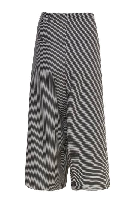 Kapda By Urvashi Kaur_Grey Striped Culottes_Online_at_Aza_Fashions
