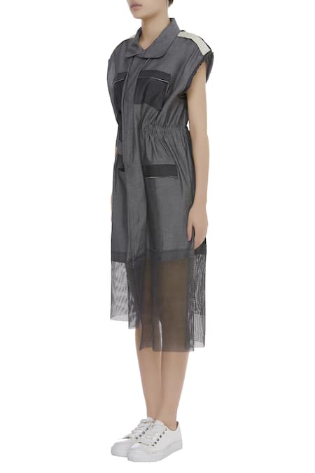 Buy_Kapda By Urvashi Kaur_Black Shirt Dress_Online_at_Aza_Fashions