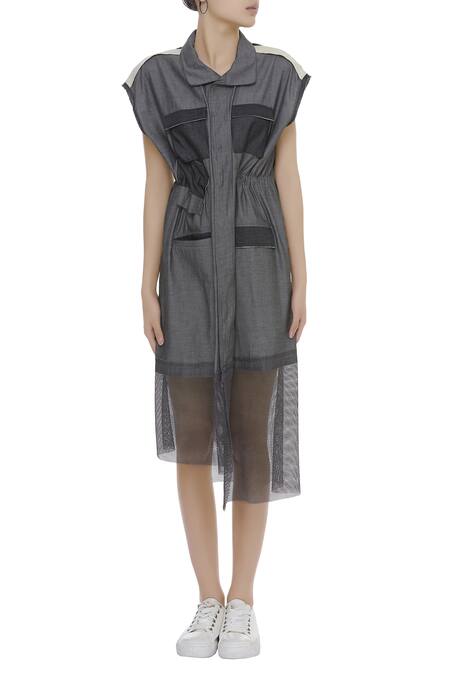 Shop_Kapda By Urvashi Kaur_Black Shirt Dress_Online_at_Aza_Fashions