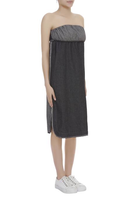 Kapda By Urvashi Kaur_Black Bandeau Dress_Online_at_Aza_Fashions