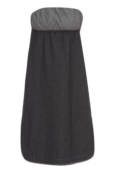 Shop_Kapda By Urvashi Kaur_Black Bandeau Dress_Online_at_Aza_Fashions