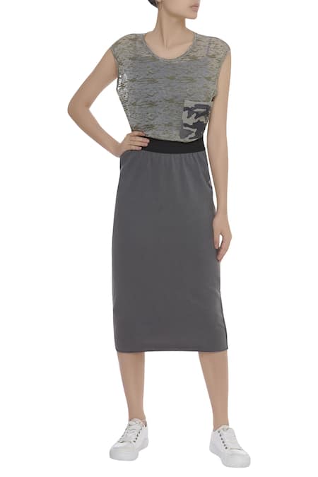 Kapda By Urvashi Kaur Cotton Jersey Pencil skirt 