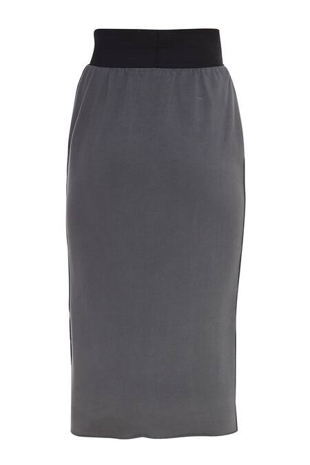 Kapda By Urvashi Kaur_Grey Cotton Jersey Pencil Skirt_Online_at_Aza_Fashions