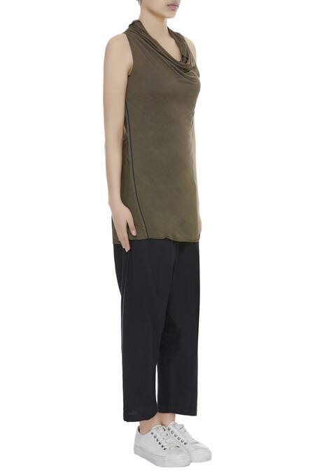 Kapda By Urvashi Kaur_Green Cowl Jersey Top_Online_at_Aza_Fashions