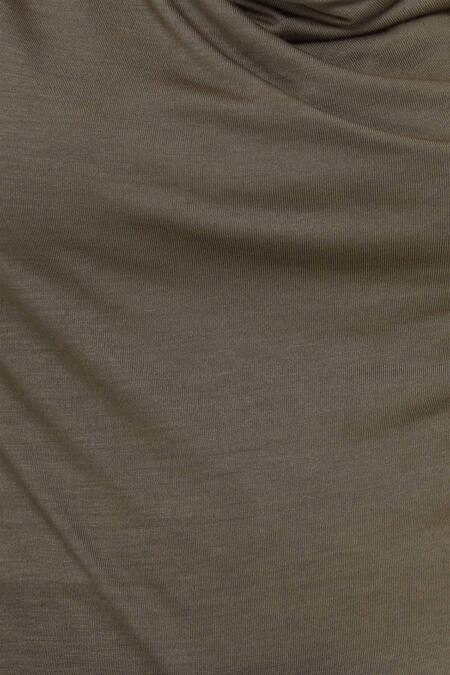 Kapda By Urvashi Kaur_Green Cowl Jersey Top_at_Aza_Fashions