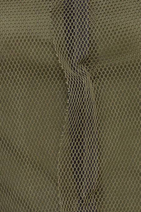 Kapda By Urvashi Kaur_Green Round Oversized Long Jacket_at_Aza_Fashions