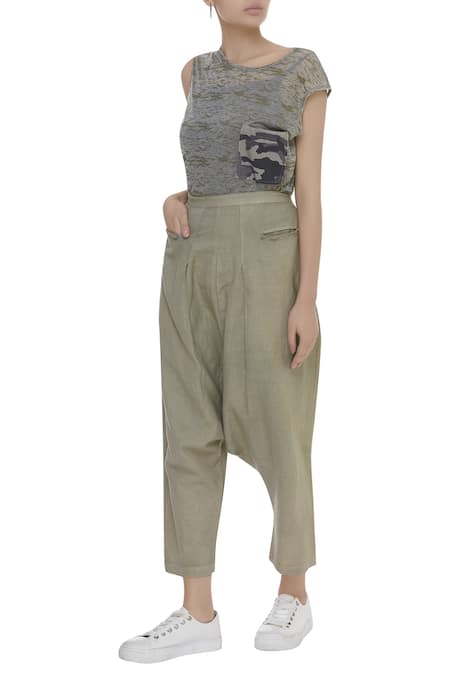 Kapda By Urvashi Kaur Draped pants with welt pockets 