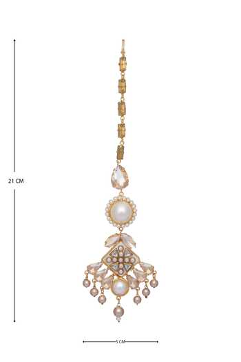 Bblingg_Gold Plated Kundan And Crystal Maangtikka _Online_at_Aza_Fashions