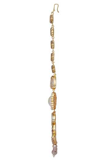 Shop_Bblingg_Gold Plated Kundan And Crystal Maangtikka _Online_at_Aza_Fashions