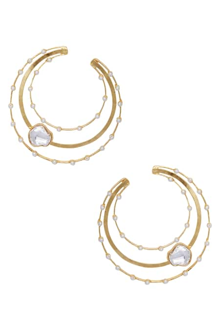 Bblingg Gold Plated Beads And Crystal Hoops