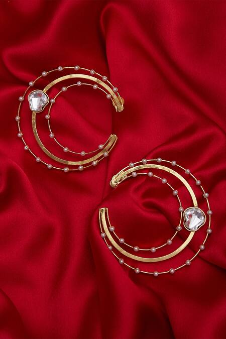 Buy Bblingg Gold Plated Beads And Crystal Hoops Online at Aza Fashions Buy_Bblingg_Gold Plated Beads And Crystal Hoops_Online_at_Aza_Fashions