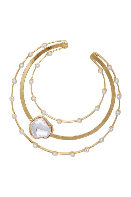 Shop Bblingg Gold Plated Beads And Crystal Hoops Online at Aza Fashions Shop_Bblingg_Gold Plated Beads And Crystal Hoops_Online_at_Aza_Fashions
