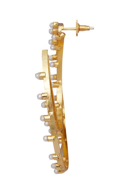 Bblingg Gold Plated Beads And Crystal Hoops at Aza Fashions Bblingg_Gold Plated Beads And Crystal Hoops_at_Aza_Fashions