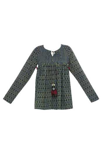 Buy_Sagaa By Vanita_Blue Round Cotton Printed Top _Online_at_Aza_Fashions