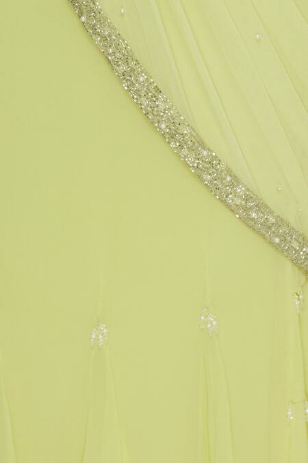 ARPAN VOHRA_Yellow Pre-pleated Lehenga Saree Set _at_Aza_Fashions