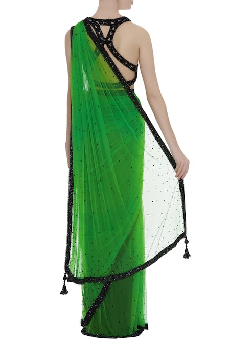 Shop Arpan Vohra Black Embroidered Saree With Blouse at Aza Fashions Shop_Arpan Vohra_Black Embroidered Saree With Blouse _at_Aza_Fashions