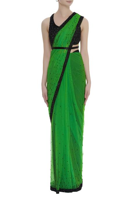 Arpan Vohra Black Embroidered Saree With Blouse Online at Aza Fashions Arpan Vohra_Black Embroidered Saree With Blouse _Online_at_Aza_Fashions