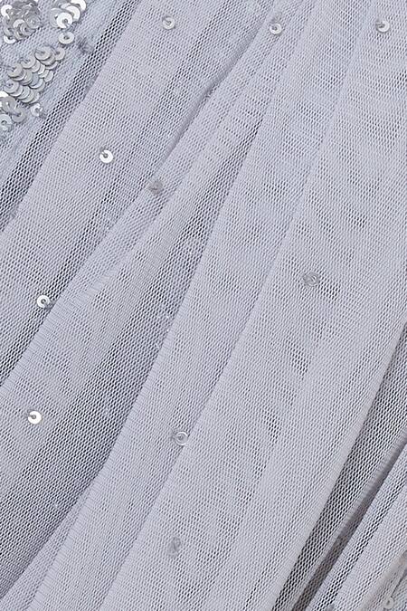 Arpan Vohra_Grey Tulle Round Pre-stitched Lehenga Saree With Blouse _at_Aza_Fashions