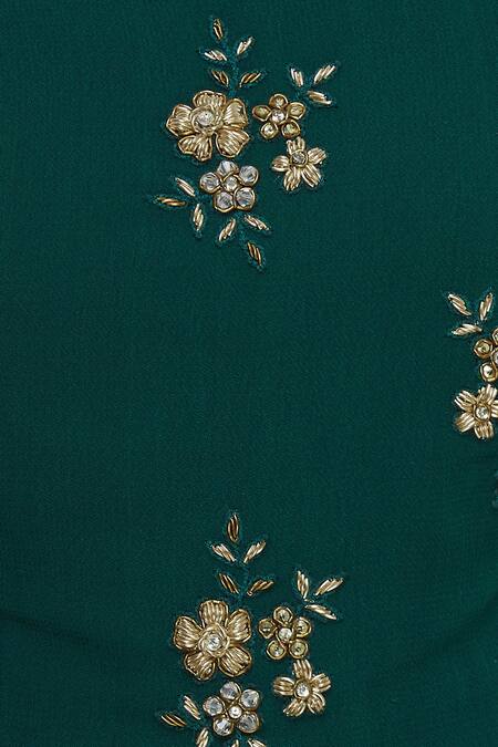 Arpan Vohra Green Georgette Bardot Embroidered Kurta And Dhoti Pant Set at Aza Fashions Arpan Vohra_Green Georgette Bardot Embroidered Kurta And Dhoti Pant Set _at_Aza_Fashions