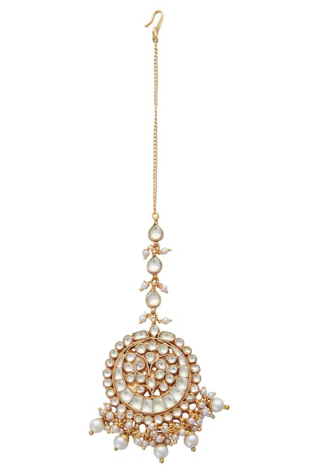 Just Jewellery Gold Plated Jadtar Circular Mangtikka 