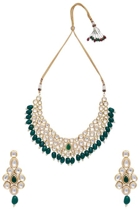 Masaya Jewellery Gold Plated Kundan And Bead Choker Set