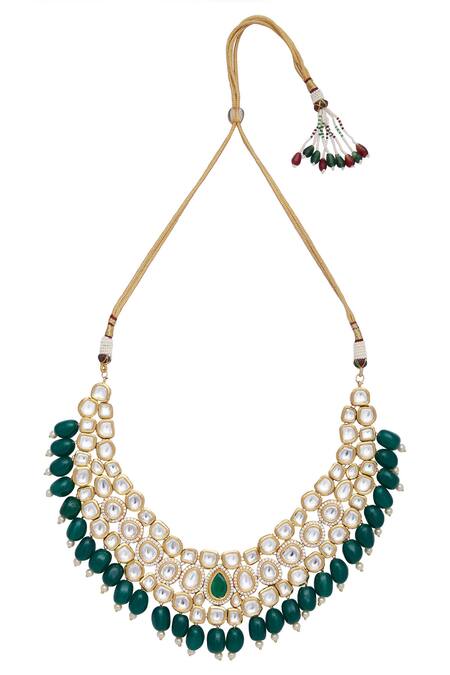 Masaya Jewellery Gold Plated Kundan And Bead Choker Set Online at Aza Fashions Masaya Jewellery_Gold Plated Kundan And Bead Choker Set_Online_at_Aza_Fashions