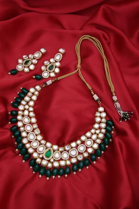 Buy Masaya Jewellery Gold Plated Kundan And Bead Choker Set Online at Aza Fashions Buy_Masaya Jewellery_Gold Plated Kundan And Bead Choker Set_Online_at_Aza_Fashions