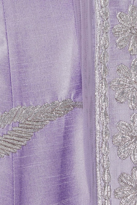 Vandana Sethi_Purple V Neck Gota Patti Embroidered Bridal Lehenga Set _at_Aza_Fashions