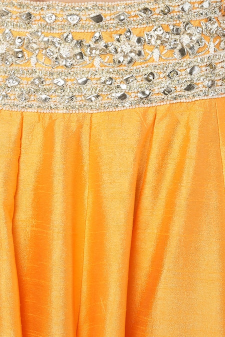 Shop_Preeti S Kapoor_Orange Dupion Embellished Gota Patti Embroidered Lehenga Set _Online_at_Aza_Fashions