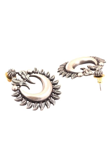 Sangeeta Boochra_Silver Plated Crescent Stud Earrings _Online_at_Aza_Fashions