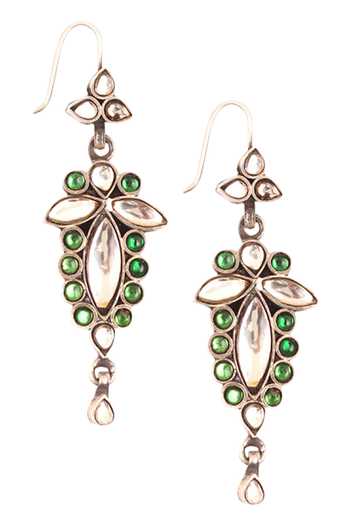 Buy Sangeeta Boochra Silver Plated Stones Floral Dangler Earrings at Aza Fashions Buy_Sangeeta Boochra_Silver Plated Stones Floral Dangler Earrings _at_Aza_Fashions