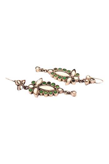 Sangeeta Boochra_Silver Plated Stones Floral Dangler Earrings _Online_at_Aza_Fashions