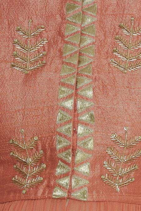 Chhavvi Aggarwal Orange Raw Silk, Georgette Round Embroidered Kurta Sharara Set at Aza Fashions Chhavvi Aggarwal_Orange Raw Silk, Georgette Round Embroidered Kurta Sharara Set_at_Aza_Fashions