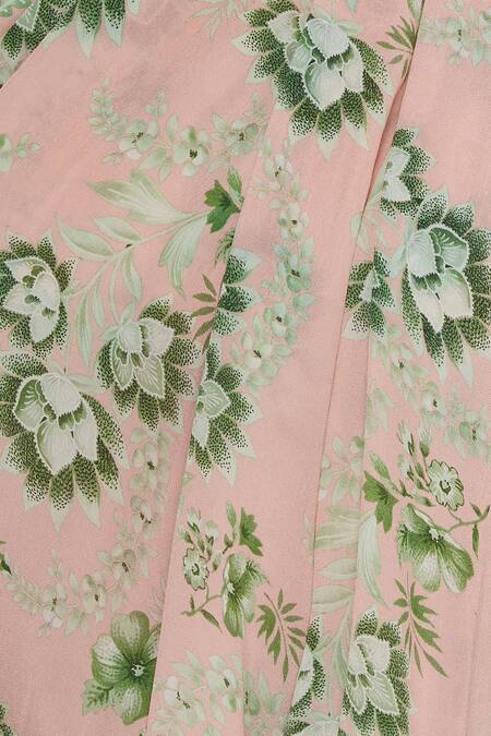 Chhavvi Aggarwal_Peach Draped Saree Blouse With Dhoti Pants_at_Aza_Fashions