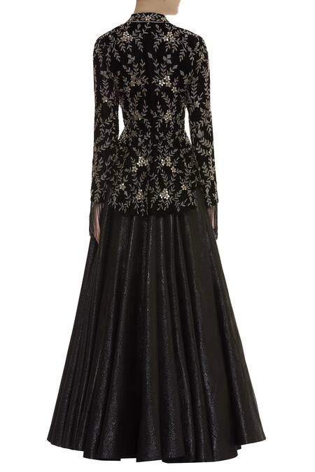 Shop Vikram Phadnis Black Embroidered Lehenga Set at Aza Fashions Shop_Vikram Phadnis_Black Embroidered Lehenga Set_at_Aza_Fashions