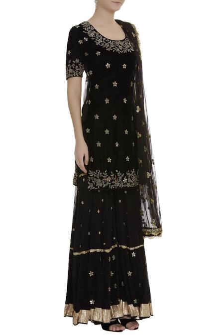 Vikram Phadnis_Black Embroidered Sharara Kurta Set_Online_at_Aza_Fashions
