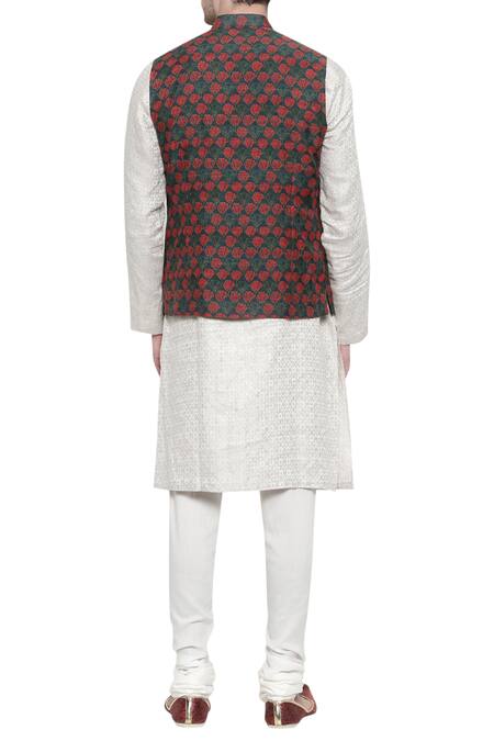 Mayank Modi - Men Floral Print Nehru Jacket 