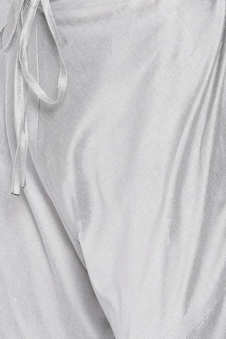 Shop_Mayank Modi - Men_Grey Silk Jacquard Hand Embroidered Kurta Set _Online_at_Aza_Fashions