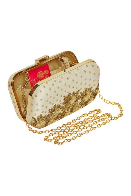 House Of Vian_Cream Sequins Embroidered Clutch_Online_at_Aza_Fashions