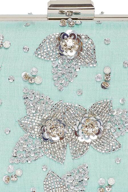Buy_House Of Vian_Blue Floral Embroidered Clutch_Online_at_Aza_Fashions