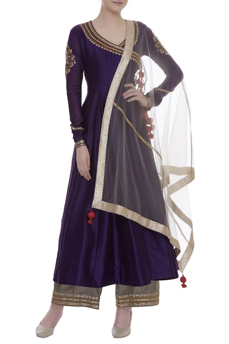 Radhika Airi Purple Embroidered Anarkali Set