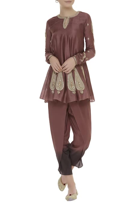 Radhika Airi Purple Embroidered Kurta With Draped Salwar