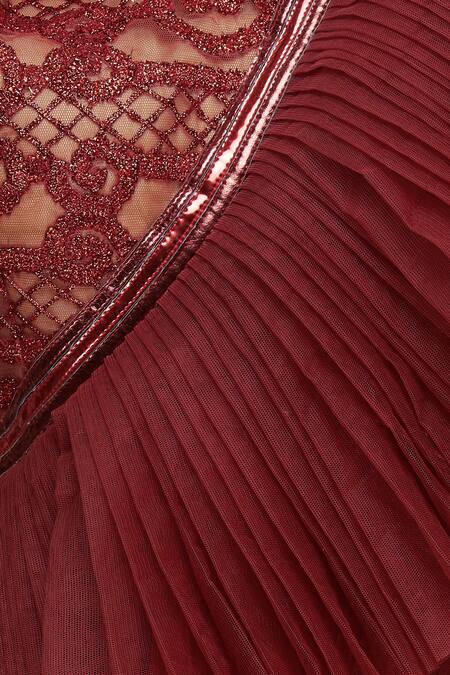Reeti Arneja_Red Embellished Peplum Gown_at_Aza_Fashions
