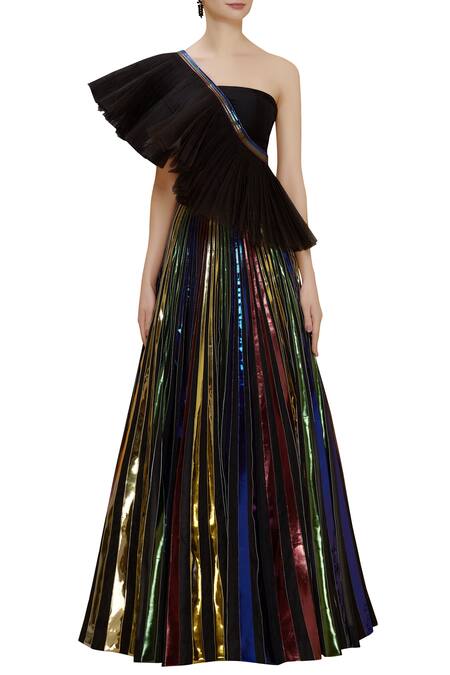 Reeti Arneja_Black Embroidered Lehenga Set_Online_at_Aza_Fashions