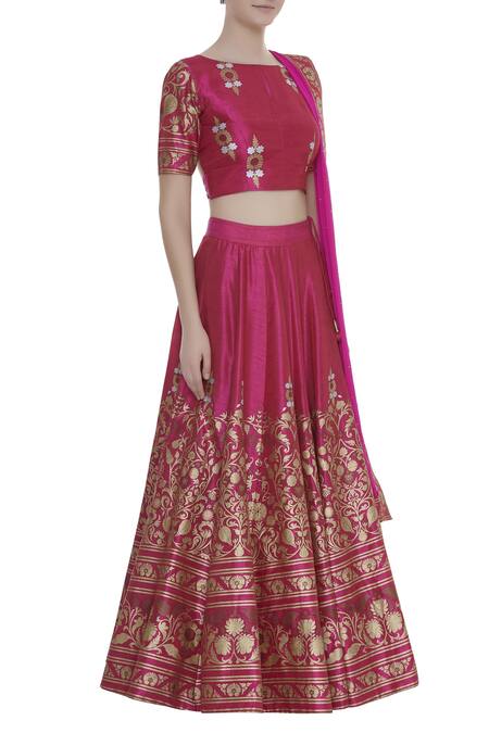 Surendri_Pink Printed Lehenga Set_Online_at_Aza_Fashions