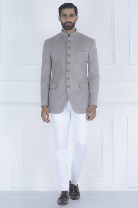 Buy Qbik White Embroidered Bandhgala With Trouser Online at Aza Fashions Buy_Qbik_White Embroidered Bandhgala With Trouser_Online_at_Aza_Fashions