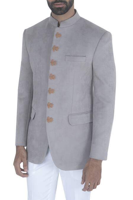 Shop Qbik White Embroidered Bandhgala With Trouser Online at Aza Fashions Shop_Qbik_White Embroidered Bandhgala With Trouser_Online_at_Aza_Fashions