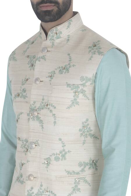 pista green nehru jacket