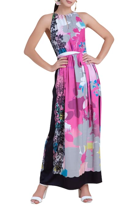 Pankaj & Nidhi Multi Color Embroidered Floral Dress 