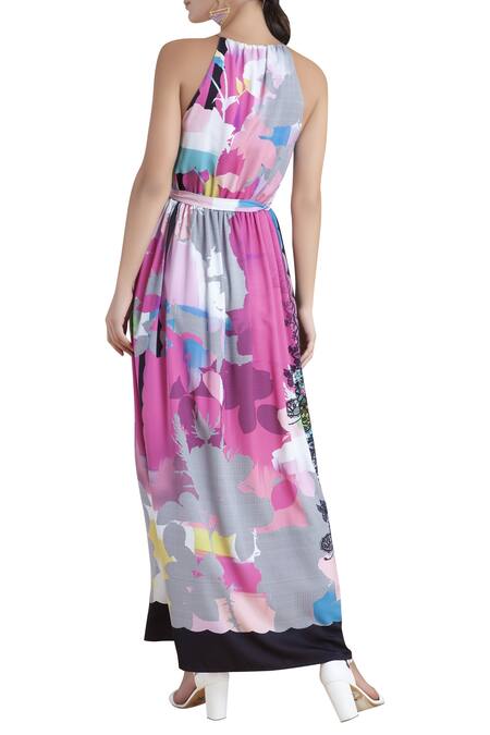 Shop_Pankaj & Nidhi_Multi Color Embroidered Floral Dress _at_Aza_Fashions